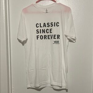 Vans White Short Sleeve Tee with Black 'Classic Since Forever' Graphic